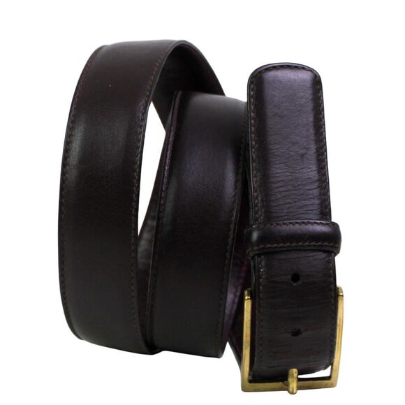 Trafalgar BLACK REAL LEATHER 1 1/8"Wd STITCH CASUAL DRESS MEN'S BELT Sz 34 (T85 - Picture 1 of 13